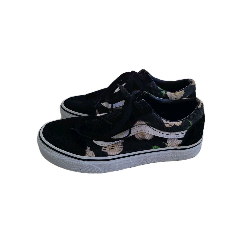 Vans Old Skool Romantic Floral Black White Rose Shoes W6 M4.5 Low Skater Goth